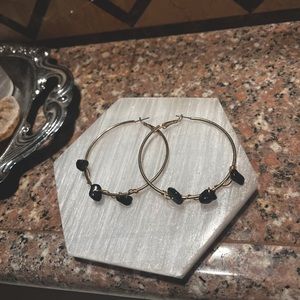 Homemade black obsidian crystal earrings